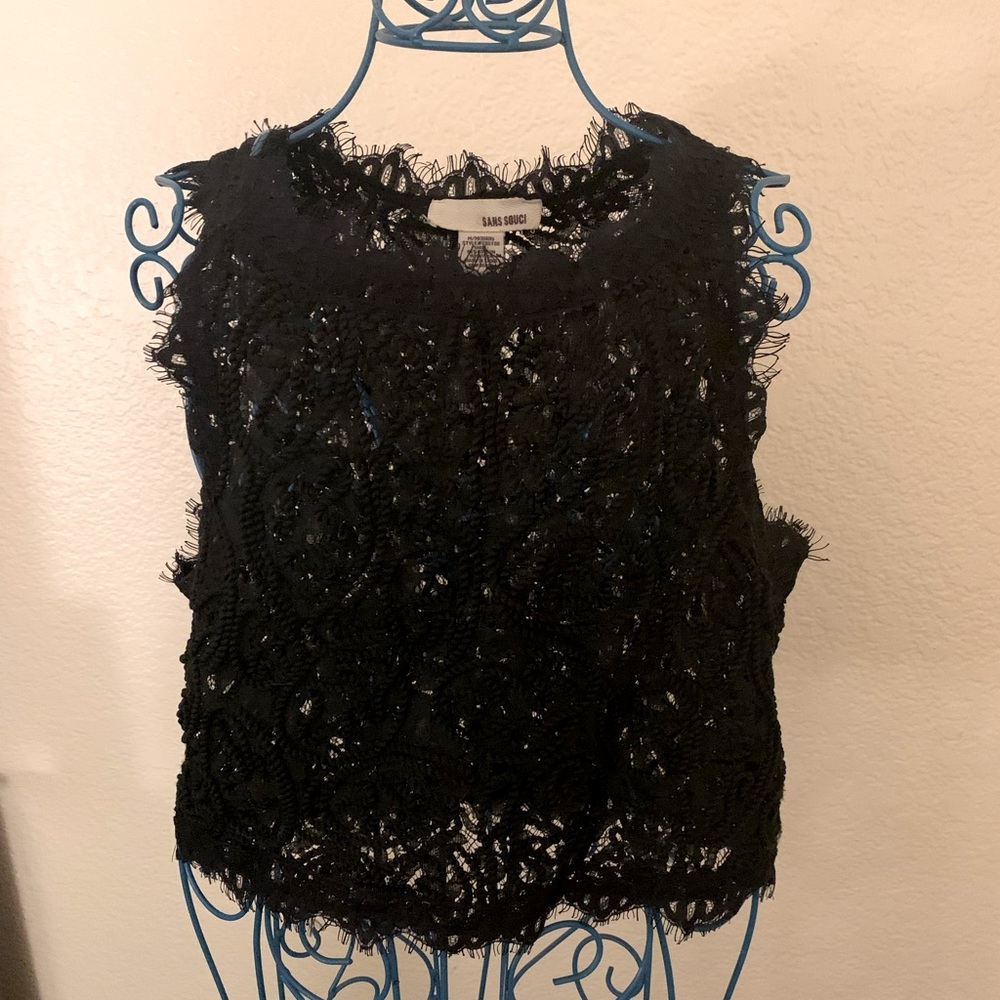 Black Lace Tank Top. Sans Souci
